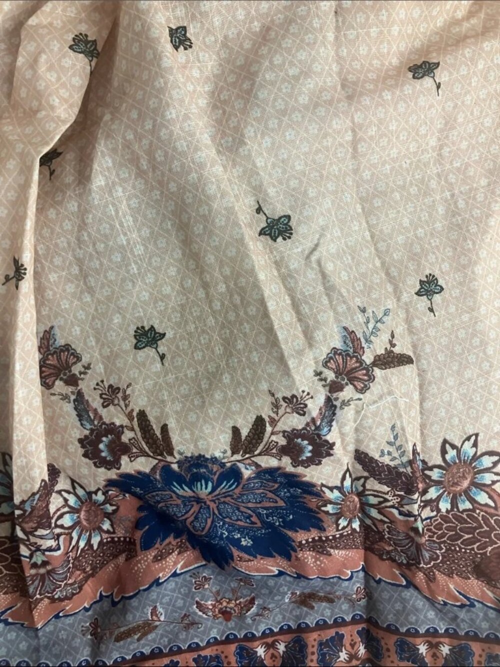 Zimmermann Cream Maxi Dress with Blue & Brown Paisley Border - Picture 6 of 8